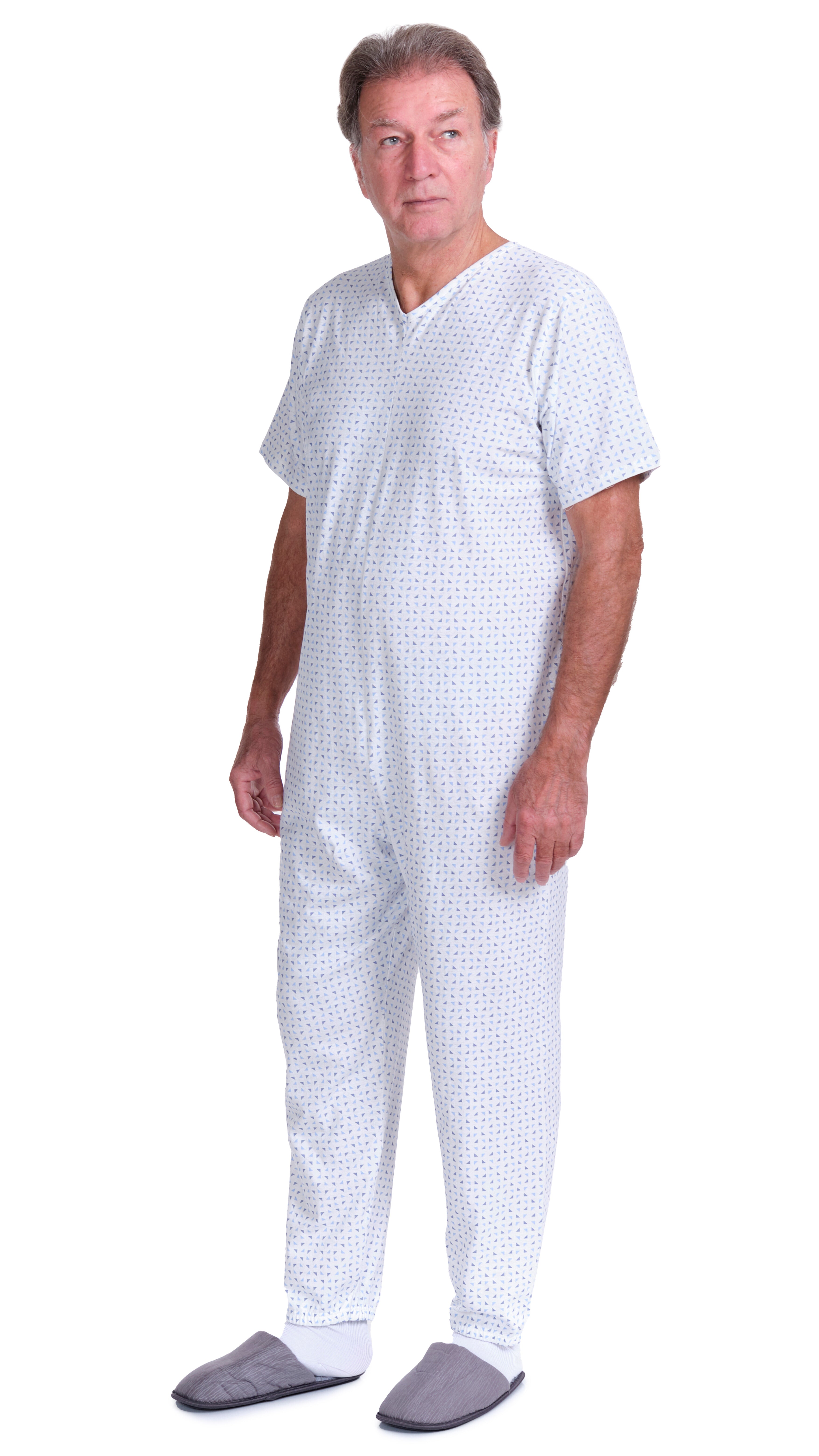 Pijama Sanitario EMMe SQUARE - 100% Algodón, Cremallera Trasera, Mangas Cortas - 5 Tallas Unisex